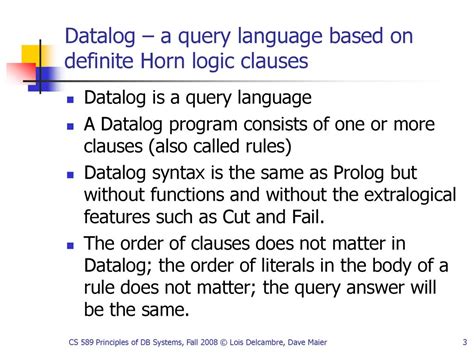Introduction to Datalog programming language.